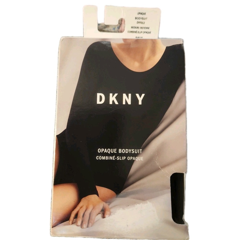 NIB DKNY Black Opaque Bodysuit Women's‎ Size M DYF012